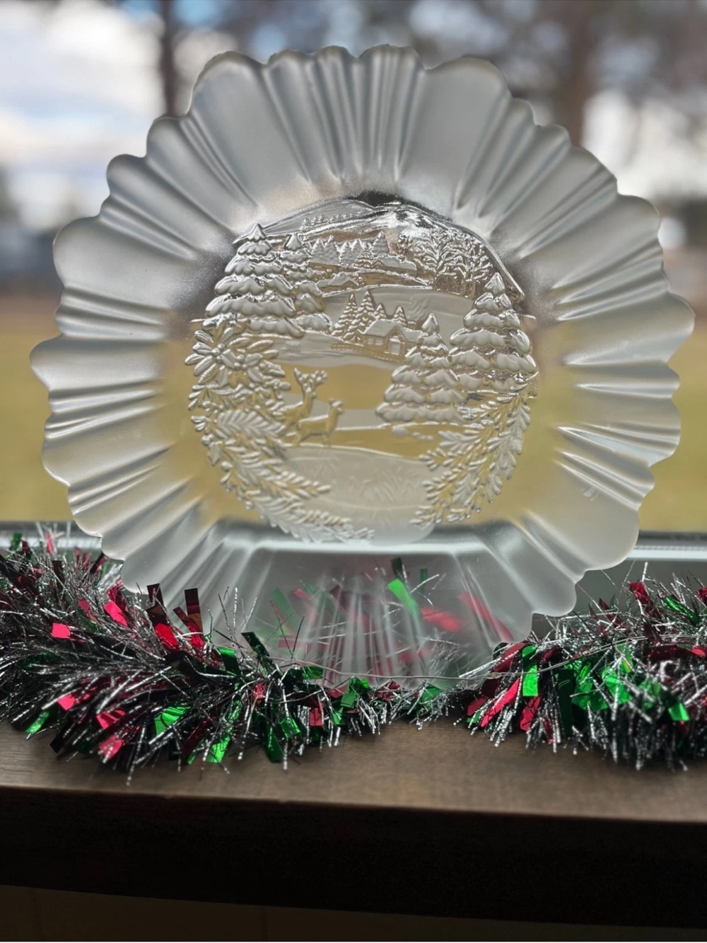 Vintage Mikasa Frosted Glass Holiday Plate